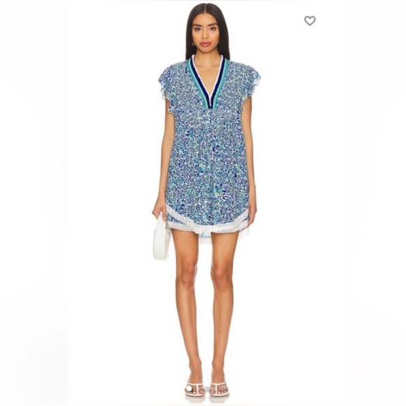 Poupette St. Barth Dresses & Skirts - Poupette St. Barth Blue and White Floral Dress size S